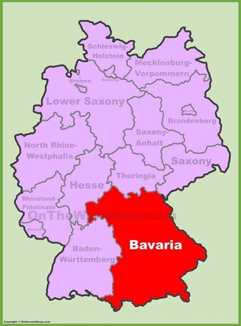 Bavaria location on the Germany map - Ontheworldmap.com