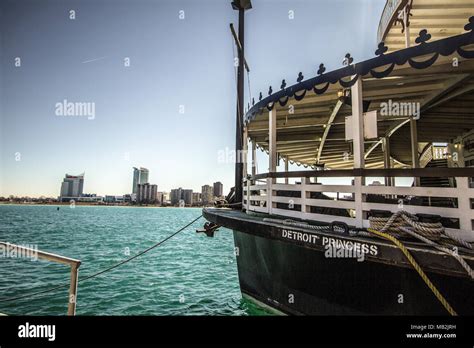 The Detroit Princess riverboat on the Detroit River in downtown Detroit ...