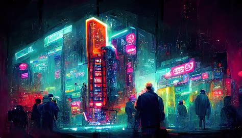 Premium AI Image | Futuristic cyberpunk neon city concept art