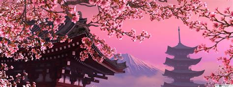 Download Dark Cherry Blossom Tree With The Mt. Fuji Wallpaper ...