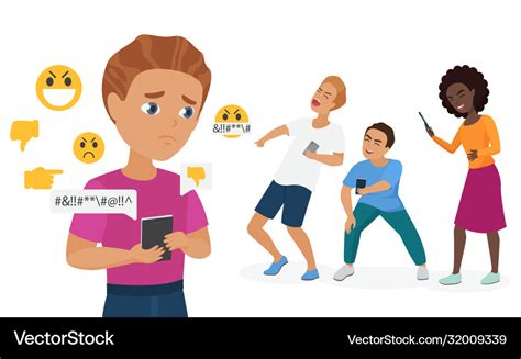 Cyber bullying people cartoon Royalty Free Vector Image