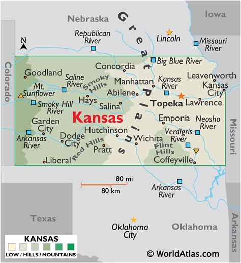 Kansas Map / Geography of Kansas/ Map of Kansas - Worldatlas.com