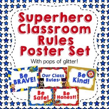 Superhero Classroom Rules Posters by Oh Hey Miss K | TpT