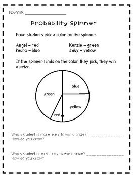 Probability Spinner Worksheet by Chungry for Learning | TPT