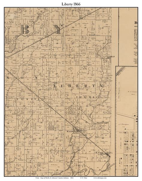 Liberty, Indiana 1866 Old Town Map Custom Print - Shelby Co. - OLD MAPS