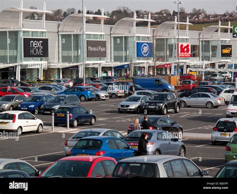 Shops and car park at Giltbrook Retail Park near Nottingham England UK ...