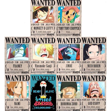 ONE PIECE WANTED POSTER (10 PCS.) STRAWHAT PIRATES | Shopee Philippines