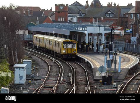 Train, Mersey rail class 507, West Kirby station Stock Photo - Alamy