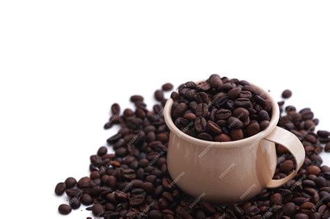 Premium Photo | Dark coffee beans image on white background