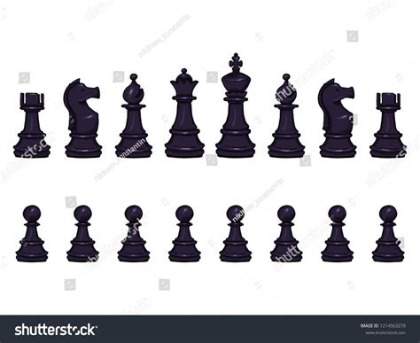 Vector Set Cartoon Black Chess Pieces Stock Vector (Royalty Free ...