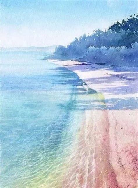 Watercolor beach, wow, my goal to get to the place where I can use this ...