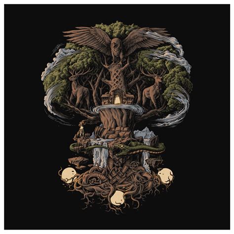 Tree of LIfe Yggdrasil Square Canvas Wall Art – Blue Pagan