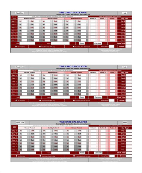 FREE 20+ Sample Time Card Calculator Templates in PDF | Excel