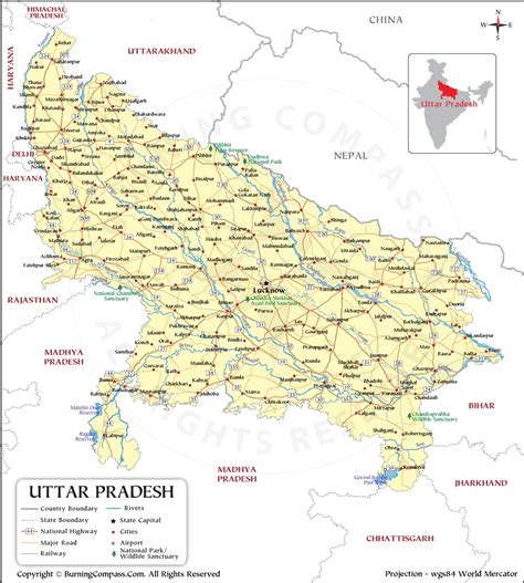 PDF of Uttar Pradesh Map, Uttar Pradesh Map PDF