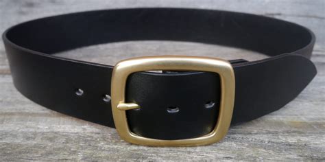 2 Inch Wide Men's Leather Belt, 120g Solid Brass Centre-bar Buckle ...