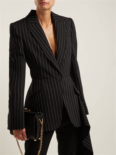 Draped pinstripe-wool jacket | Alexander McQueen | MATCHESFASHION US ...