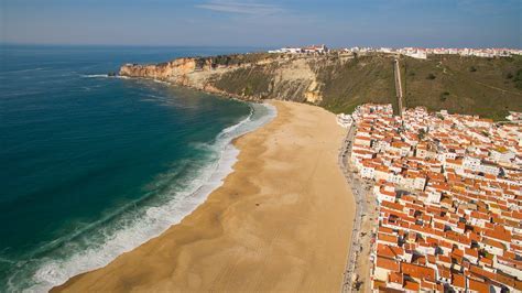 Nazaré + Sitio da Nazaré + Praia do Norte aerial view - 4K Ultra HD ...