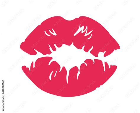 Kiss sign. Lipstick mark, red sexy lips, silhouette, vector ...