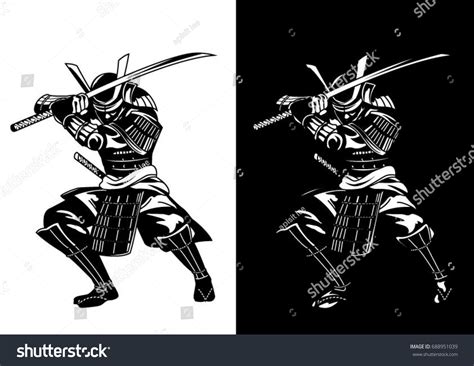 Samurai Black Whitesimple Detail Stock Vector (Royalty Free) 688951039 ...