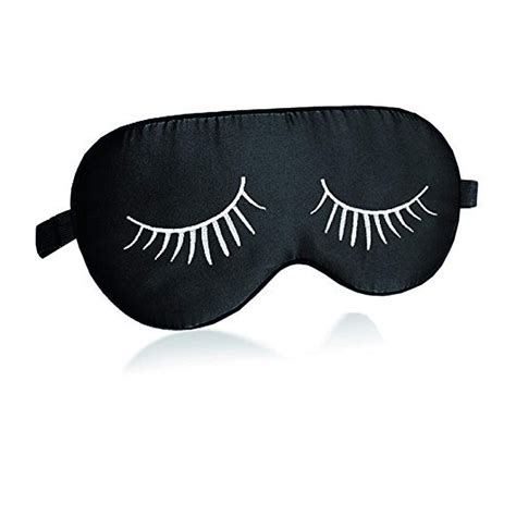 Black Silk Sleeping Mask With Eye Lashes Print - PRESTIGE CREATIONS ...