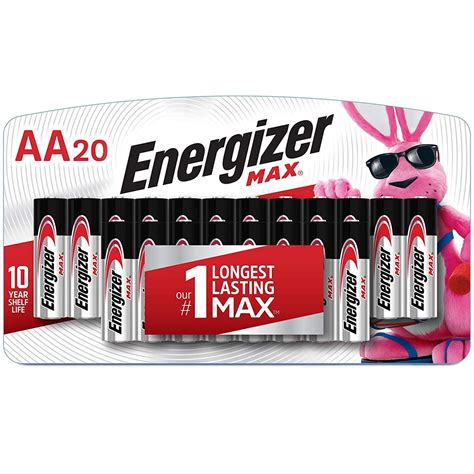 Energizer AA Batteries (20 Count), Double A Max Alkaline Battery ...