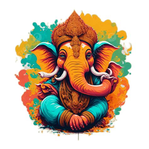 Lord Ganesha Hindu God Vector Colorful Illustration Painting, Lord ...