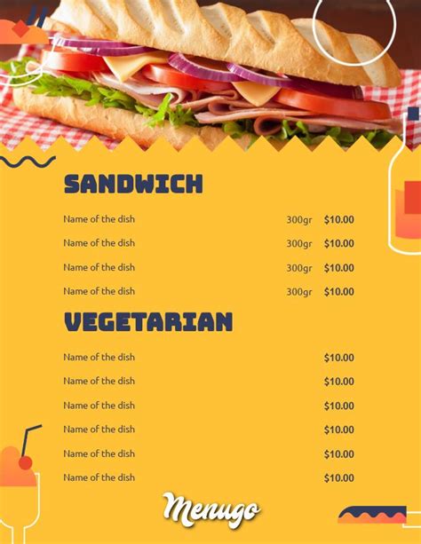 Menugo - Sandwich Menu Template