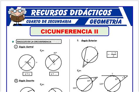 Ejercicios de Ángulos en la Circunferencia para Cuarto de Secundaria