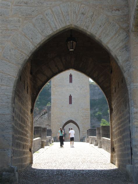 The view through one of the arches of this wonderful bridge in Cahors ...