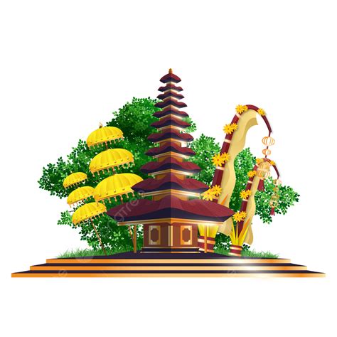 Pura Bali Realistic High Details Vector, Temple Back, Hindu Balinese ...