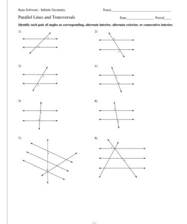 🥩 Parallel Lines Cut By A Transversal Worksheet PDF - (PRINTABLE)