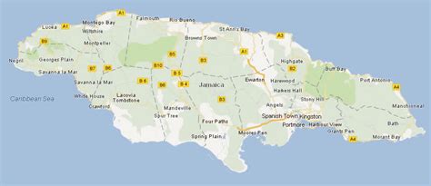 Regions Map of Jamaica