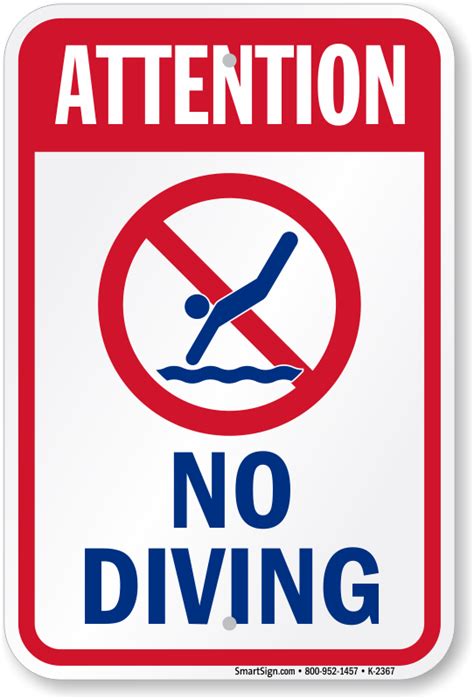 No Diving Signs | Diving Rules Signs