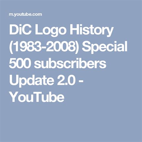 DiC Logo History (1983-2008) Special 500 subscribers Update 2.0 ...