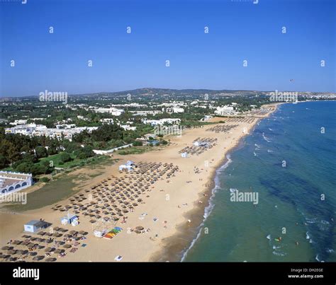 Aerial view of Hammamet Beach, Hammamet, Nabeul Governorate, Tunisia ...