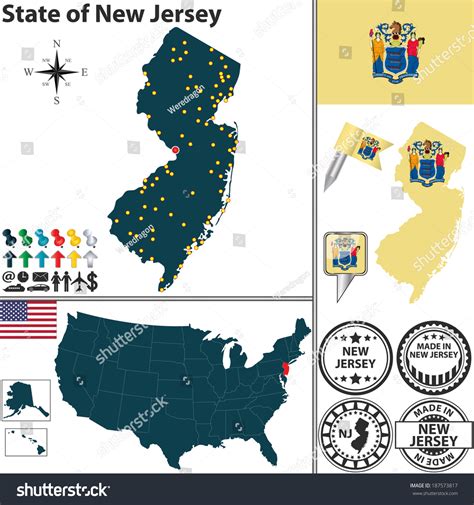 Vector Set New Jersey State Flag Stock Vector (Royalty Free) 187573817 ...