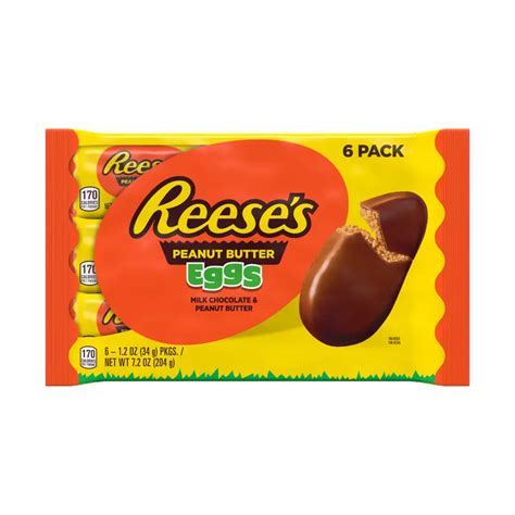 REESE'S Milk Chocolate Peanut Butter Eggs, 1.2 oz, 6 pack