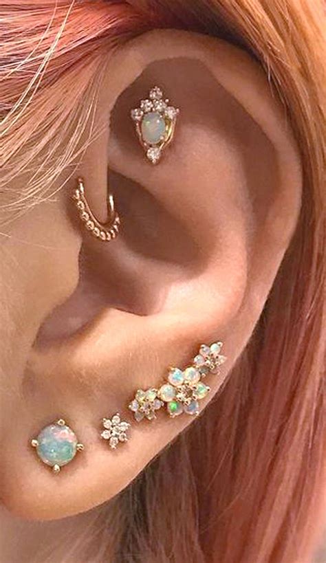 cute opal ear piercing ideas for women cartilage helix forward helix ...