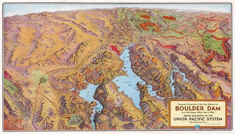 Old Pictorial Map of Boulder Dam Las Vegas Nevada Utah | Etsy