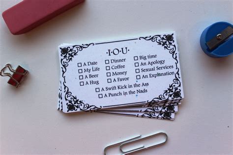 IOU Funny Business Cards Boxed set of 50 your choice color