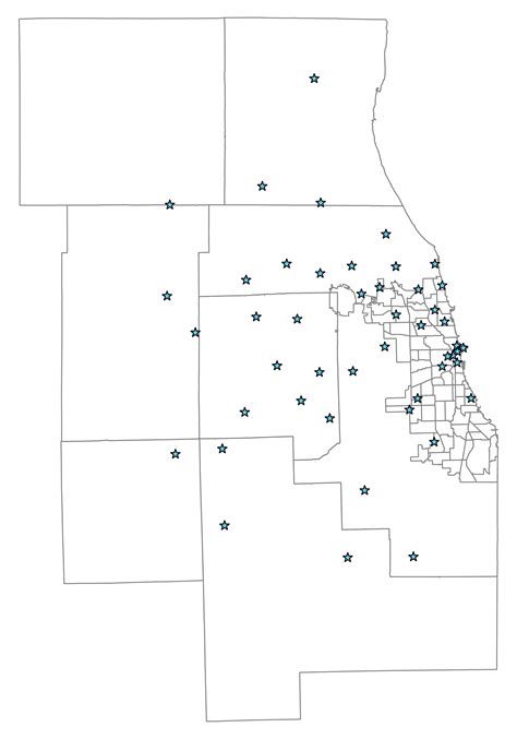 Lou Malnati's locations (red circles) versus Giordano's locations (blue ...