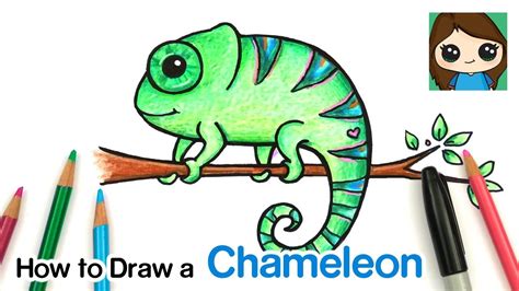 How to Draw a Chameleon Easy - YouTube