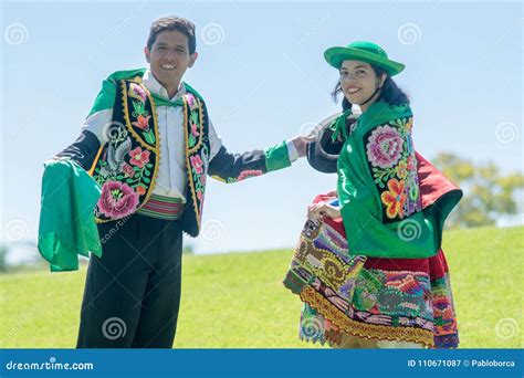 Peruvian Couple Dancing Huayno Dance Stock Image - Image of ...