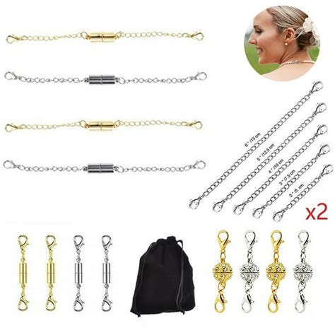 Magnetic Jewelry Clasps and Necklace Extenders Gold Silver, Multiple ...