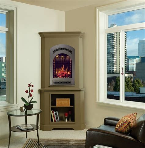 small corner gas fireplace - Google Search | White corner electric ...