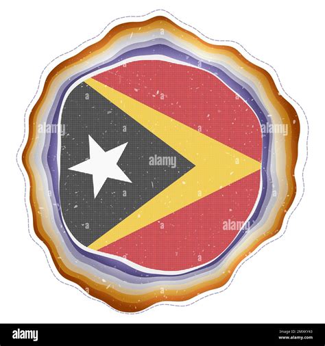 Timor-Leste flag in frame. Badge of the country. Layered circular sign ...