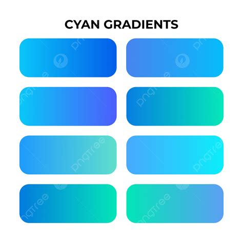 Set Of Cyan Gradient Color Palette Vector, Cyan Color, Gradient Set ...