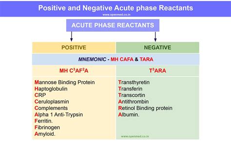 Positive and Negative Acute phase Reactants Mnemonic | Positive and ...