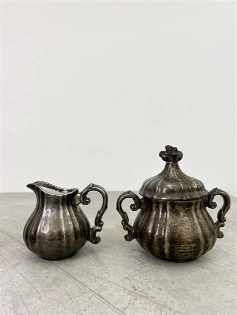 RIVESTO Antique Silver Coated Porcelain Tea Set