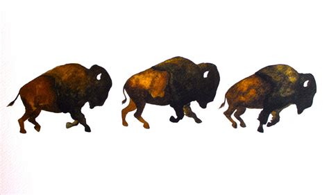 Buffalo Art Painting Archival Print Bison Run by RiverLuna